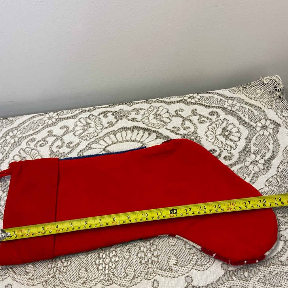 Chenille and Red Velvet Christmas Stocking for Dad - Picture 6 of 8